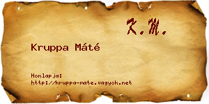 Kruppa Máté névjegykártya
